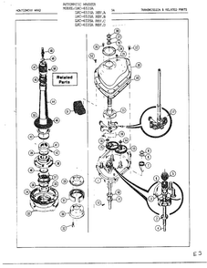 Transmission And Related Parts Diagram and Parts List for 6535A REV C Norge Washer