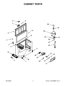 Cabinet Parts Diagram and Parts List for WZC3209LW  Amana Freezer