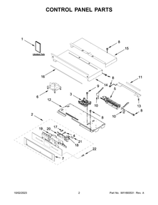 Control Panel Parts Diagram and Parts List for JJW3430LL01  Jenn-Air Wall Oven