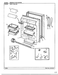 Fresh Food Door Diagram and Parts List for 23802-0B  Admiral Refrigerator