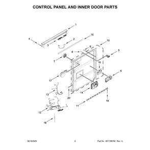 Control Panel And Inner Door Parts Diagram and Parts List for MDB7959SKZ4  Maytag Dishwasher