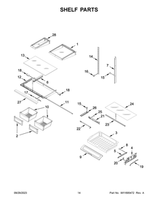 Shelf Parts Diagram and Parts List for MFI2570FEW09  Maytag Refrigerator