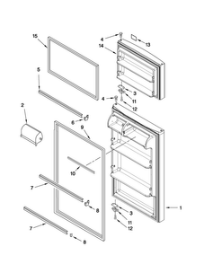 Door Parts Diagram and Parts List for A8RXNGMWH02  Amana Refrigerator