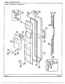 Freezer Door Diagram and Parts List for 621447  Admiral Refrigerator