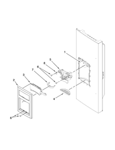 Dispenser Front Parts Diagram and Parts List for JFI2089WES9  Jenn-Air Refrigerator