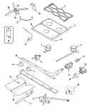 Part Location Diagram of 2001F302-09 Whirlpool Main Cooktop - Black