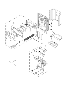 Dispenser Front Parts Diagram and Parts List for MFT2771WEB1  Maytag Refrigerator