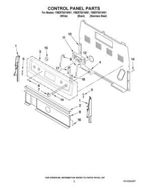 02 - CONTROL PANEL PARTS Diagram and Parts List for YMER7651WS1  Maytag Range