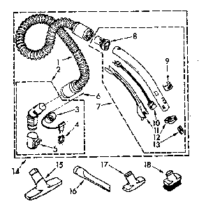 Hose And Attachment Diagram and Parts List for 1162497583  Kenmore Canister Vacuum