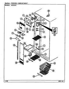 Freezer Compartment Diagram and Parts List for JRSD247-DQ85A  Amana Refrigerator
