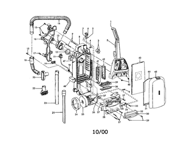 Main Body Assembly Diagram and Parts List for U5403-900  Hoover Upright Vacuum