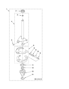 Brake And Drive Tube Parts Diagram and Parts List for 7MMTS0510XW0  Maytag Washer