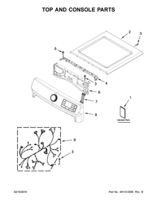 Top And Console Parts Diagram and Parts List for MED6630HW0  Maytag Dryer