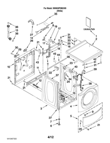 Top And Cabinet Parts Diagram and Parts List for MHN30PDBGW0  Maytag Washer