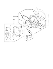 Door Parts Diagram and Parts List for NGD7500VW0  Amana Dryer