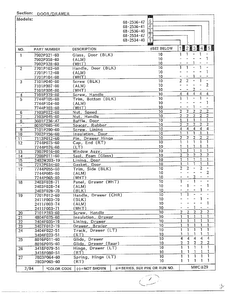 Door/drawer Page 2 Diagram and Parts List for 68-2534-40  Magic Chef Range