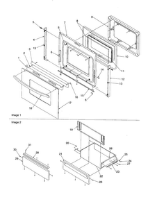 Oven Door And Storage Drawer Diagram and Parts List for ARTC8621E-P1143818NE  Amana Range