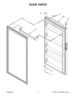 Door Parts Diagram and Parts List for AZF33X20DW03  Maytag Freezer
