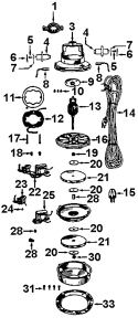 MOTOR ASSEMBLY Diagram and Parts List for 843  Hoover Upright Vacuum