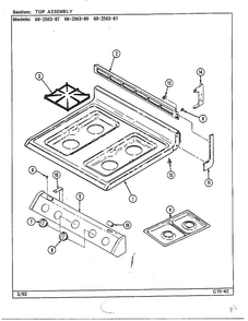 Top Assembly Diagram and Parts List for 68-2563-87  Magic Chef Range