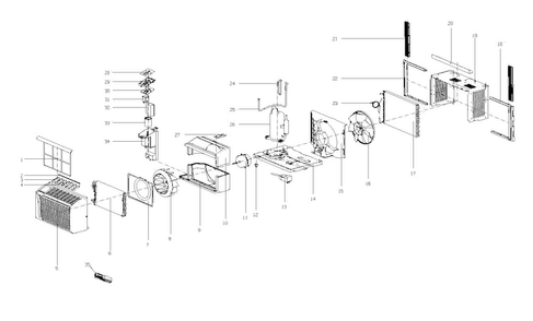 Cabinet Parts Diagram and Parts List for AW-05CR1FHLU  Admiral Air Conditioner