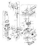 HANDLE, MAINBODY, OUTERBAG, HOOD Diagram and Parts List for C1069---  Hoover Upright Vacuum