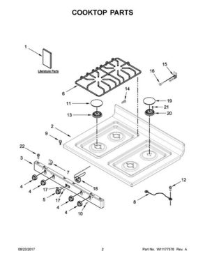 02 - Cooktop Parts Diagram and Parts List for AGR4230BAW2  Amana Range