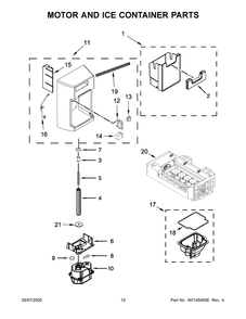 Motor And Ice Container Parts Diagram and Parts List for MSS25C4MGZ03  Maytag Refrigerator