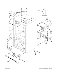 Cabinet Parts Diagram and Parts List for MFI2269VEB8  Maytag Refrigerator