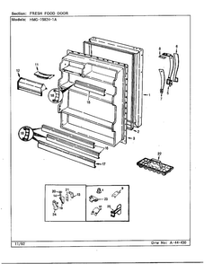 Fresh Food Door Diagram and Parts List for 19824-1A  Admiral Refrigerator