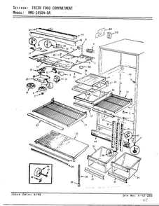 Fresh Food Compartment Diagram and Parts List for 19504-0A  Admiral Refrigerator