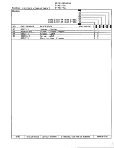 Freezer Compartment Page 3 Diagram and Parts List for 24922-7A  Admiral Refrigerator