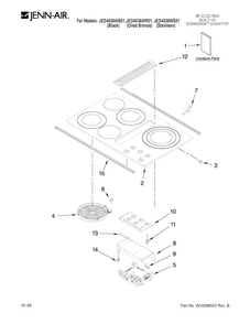 Cooktop Parts Diagram and Parts List for JED4536WB01  Jenn-Air Cooktop