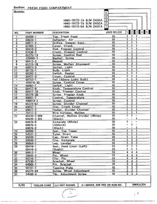 Fresh Food Compartment Page 2 Diagram and Parts List for 19173-0A  Admiral Refrigerator