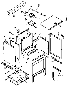 Cabinet Assembly Diagram and Parts List for RSF3400UW-P1141222NW  Caloric Range