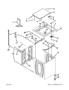 Top And Cabinet Parts Diagram and Parts List for 3LMVWC100YW1  Maytag Washer