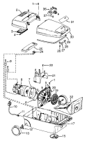 MAINHOUSING, MOTOR ASSEMBLY Diagram and Parts List for S3521---  Hoover Upright Vacuum