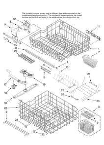 Upper And Lower Rack Parts Diagram and Parts List for JDB1255AWR0  Jenn-Air Dishwasher