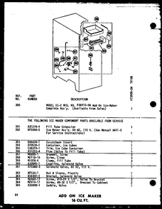 Add On Ice Maker 16 Cu. Ft. Diagram and Parts List for TC18B-P73500-7W  Amana Refrigerator