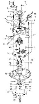 MOTOR ASSEMBLY Diagram and Parts List for U4115---  Hoover Upright Vacuum