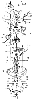 MOTOR ASSEMBLY Diagram and Parts List for U4145---  Hoover Upright Vacuum