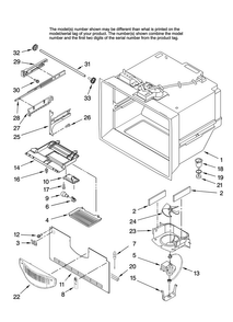 Freezer Liner Parts Diagram and Parts List for MBL2556KES12  Maytag Refrigerator