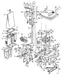 HANDLE, MAINBODY, DIRTCUP, OUTERBAG Diagram and Parts List for U4443---  Hoover Upright Vacuum