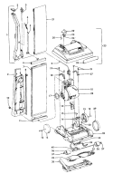 MOTOR, HANDLE, MAINBODY, OUTERBAG, HOOD Diagram and Parts List for U4657---  Hoover Upright Vacuum