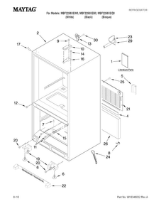 Cabinet Parts Diagram and Parts List for MBF2258XEQ0  Maytag Refrigerator