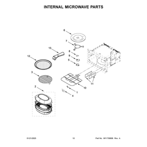 Internal Microwave Parts Diagram and Parts List for JOEMC130RL00  Jenn-Air Microwave