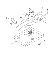 Burner Box, Gas Valves, And Switches Diagram and Parts List for MGC8630WS00  Maytag Cooktop