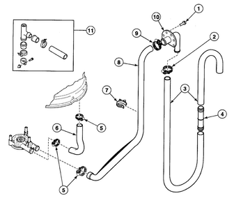 Drain Hoses Diagram and Parts List for SWT221WM  Speed Queen Washer