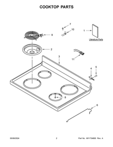 Cooktop Parts Diagram and Parts List for YACR4503SFW9  Amana Range