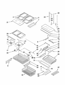 Shelf Parts Diagram and Parts List for G32026PEKS6  Maytag Refrigerator